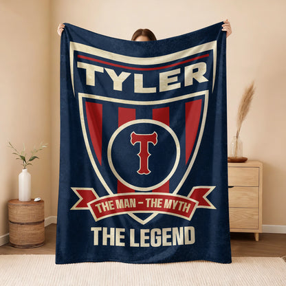The Man The Myth The Legend Blue Burgundy Baseball Blanket TYLER 13K1 BK18
