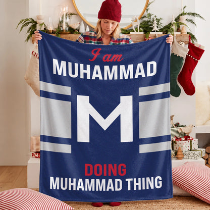 I'm Name Doing Name Things Navy Fleece Blanket MUHAMMAD 13K1 BK51