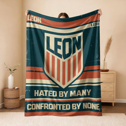 Hated By Many Confronted By None Retro Fleece Blanket LEON 13K1 BK58