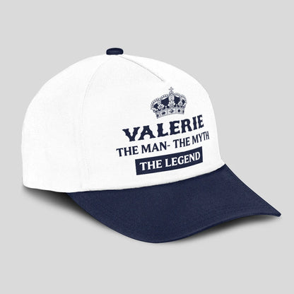The Man The Myth The Legend King Crown Blue And White Cap VALERIE 13K1 C147PF