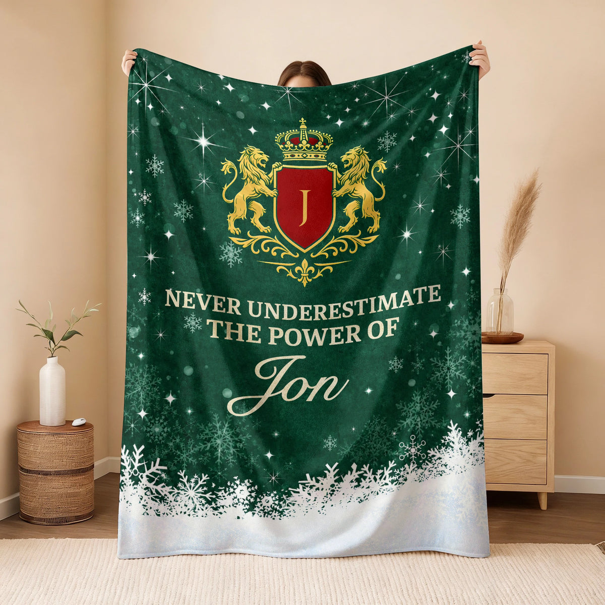 Never Underestimate Your Name Old Money Christmas Fleece Blanket JON 13K1 BK26