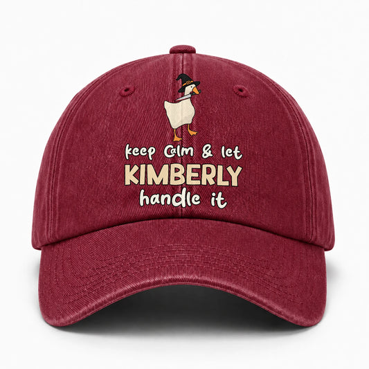 Keep Calm & Let Your Name Handle It Funny Witch Goose Washed Cap KIMBERLY 13K1 C128PF