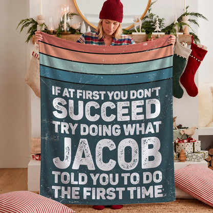 If At First You Don’t Succeed Retro Green Fleece Blanket JACOB 13K1 BK29