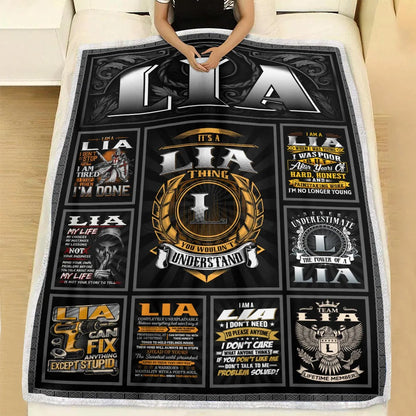 LIA Personalized Blanket | Custom Name Cozy Throw Gift 13K2-BK2