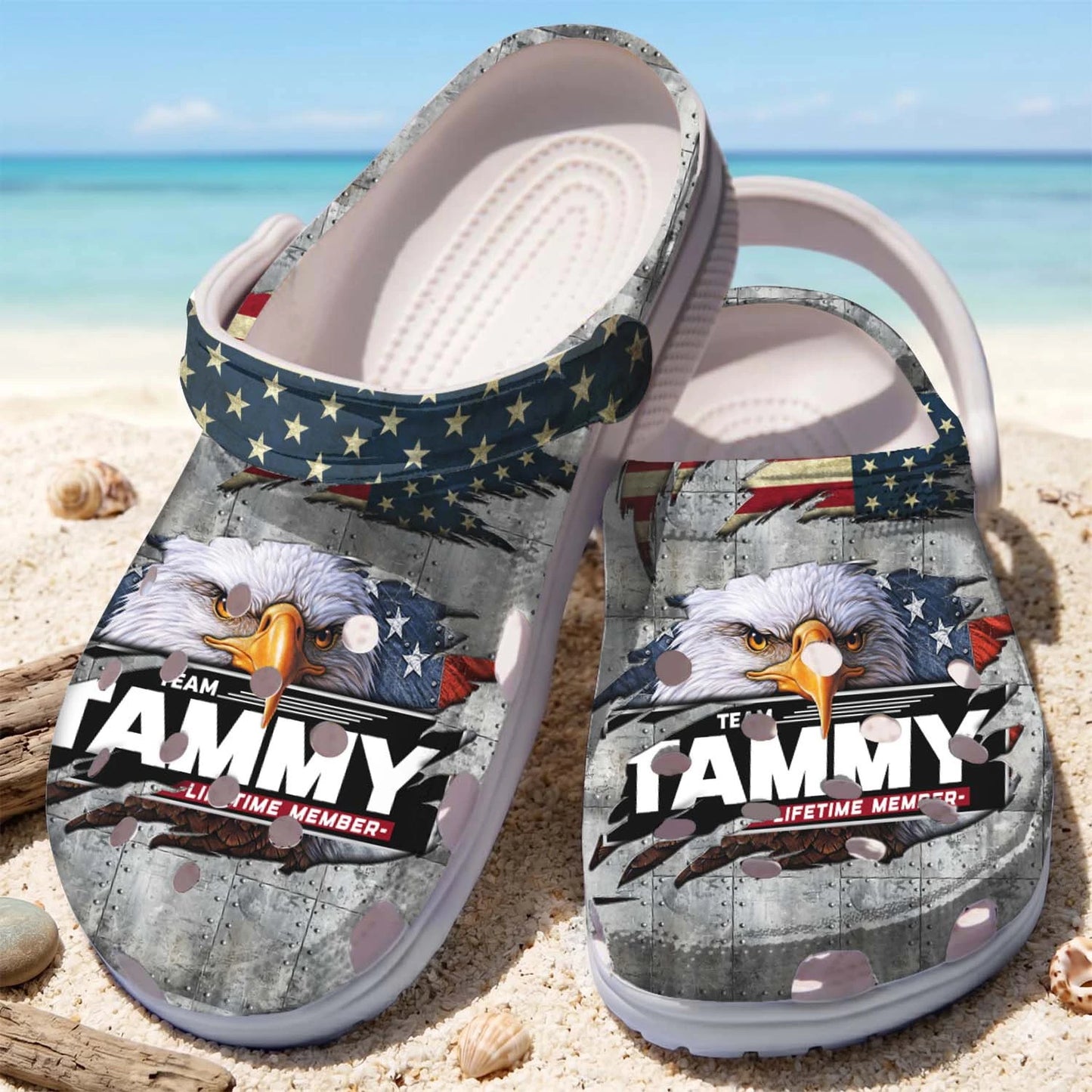 TAMMY 13K1-CR1 Personalized Name Clogs "Team Lifetime Member"