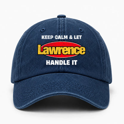 Keep Calm & Let Your Name Handle It Yellow And Red Logo Washed Cap LAWRENCE 13K1 C172PF