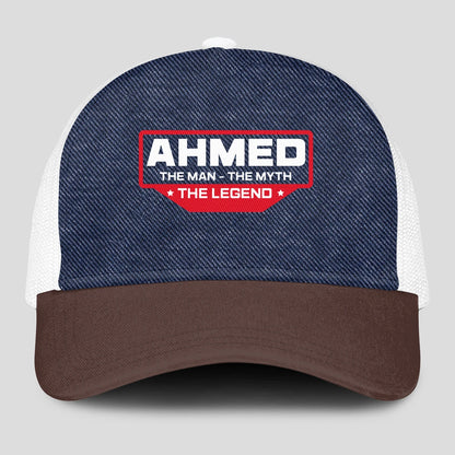 The Man The Myth The Legend Navy Brown And White Mesh Cap AHMED 13K1 C200PF