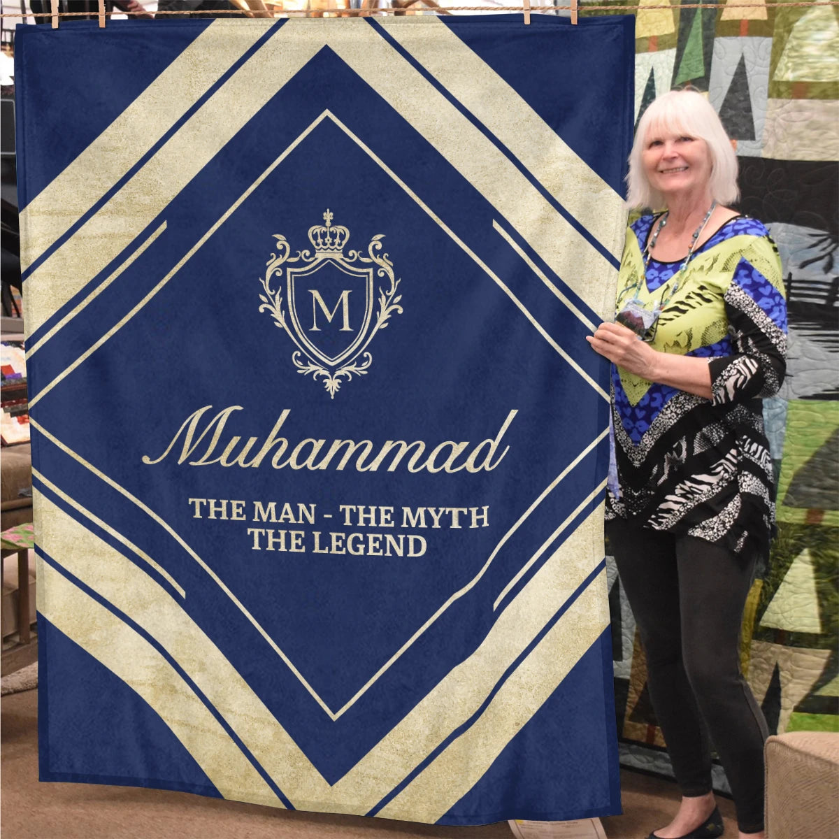 The Man The Myth The Legend Diamond Fleece Blanket MUHAMMAD 13K1 BK06