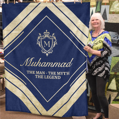 The Man The Myth The Legend Diamond Fleece Blanket MUHAMMAD 13K1 BK06