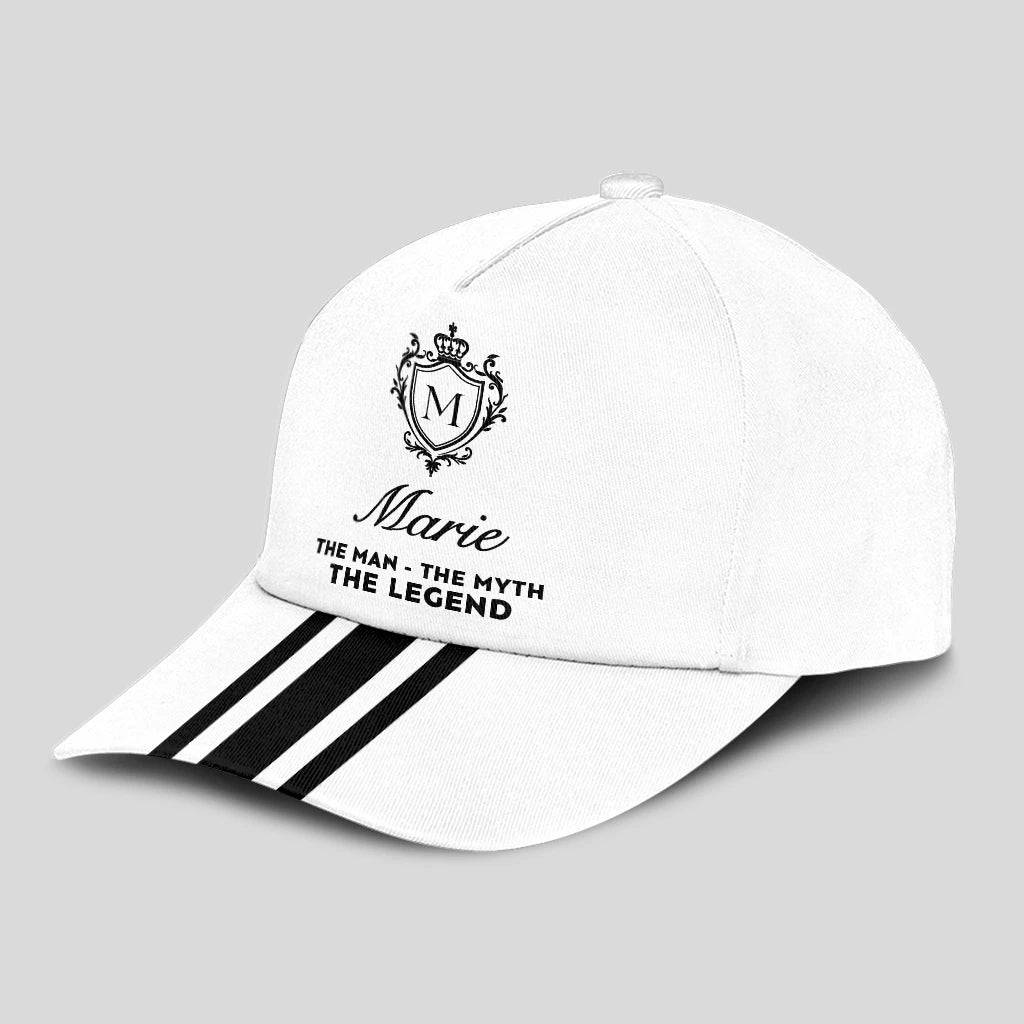 The Man The Myth The Legend Navy And White Striped Cap MARIE 13K1 C144PF