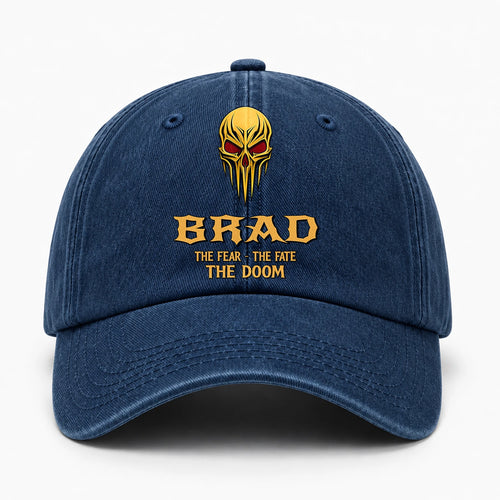 The Fear The Fate The Doom Skull Blue Washed Cap BRAD 13K1 C97PF