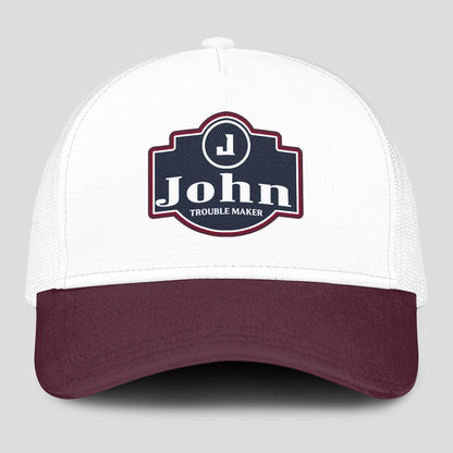 Trouble Maker Burgundy And White Funny Mesh Cap JOHN 13K1 C201PF