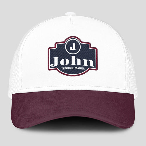Trouble Maker Burgundy And White Funny Mesh Cap JOHN 13K1 C201PF