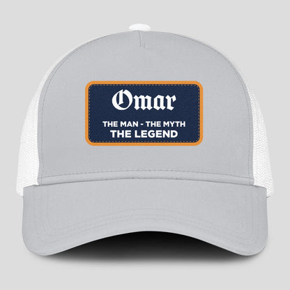 The Man The Myth The Legend Gray Mesh Cap OMAR 13K1 C204PF