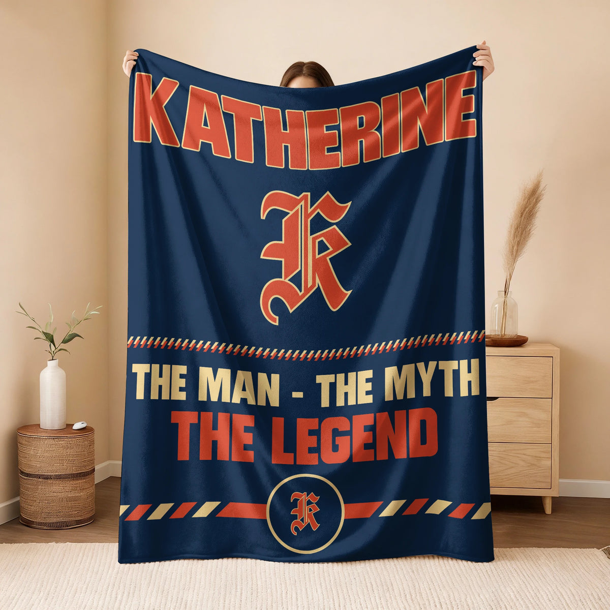 The Man The Myth The Legend Retro Fleece Blanket KATHERINE 13K1 BK53