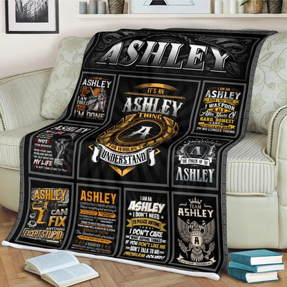 ASHLEY Personalized Blanket | Custom Name Cozy Throw Gift 13K1-BK2