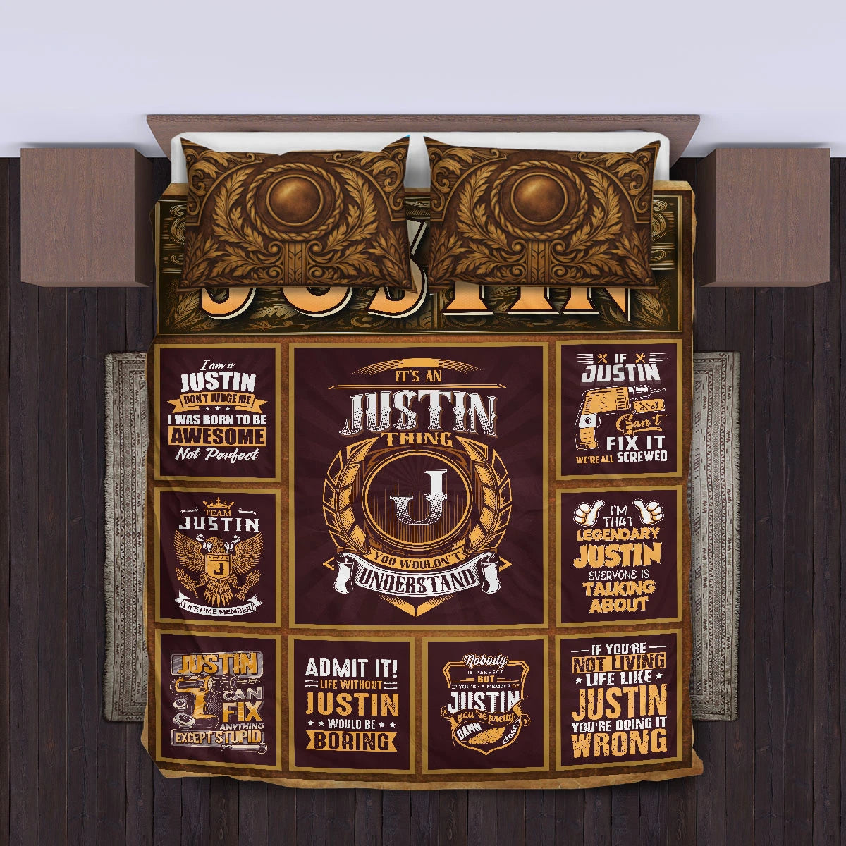JUSTIN Limited Edition Personalized Bedding Set 13K1-BS3