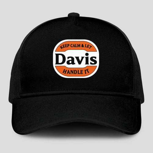 Keep Calm & Let Your Name Handle It Black Mesh Cap DAVIS 13K1 C199PF