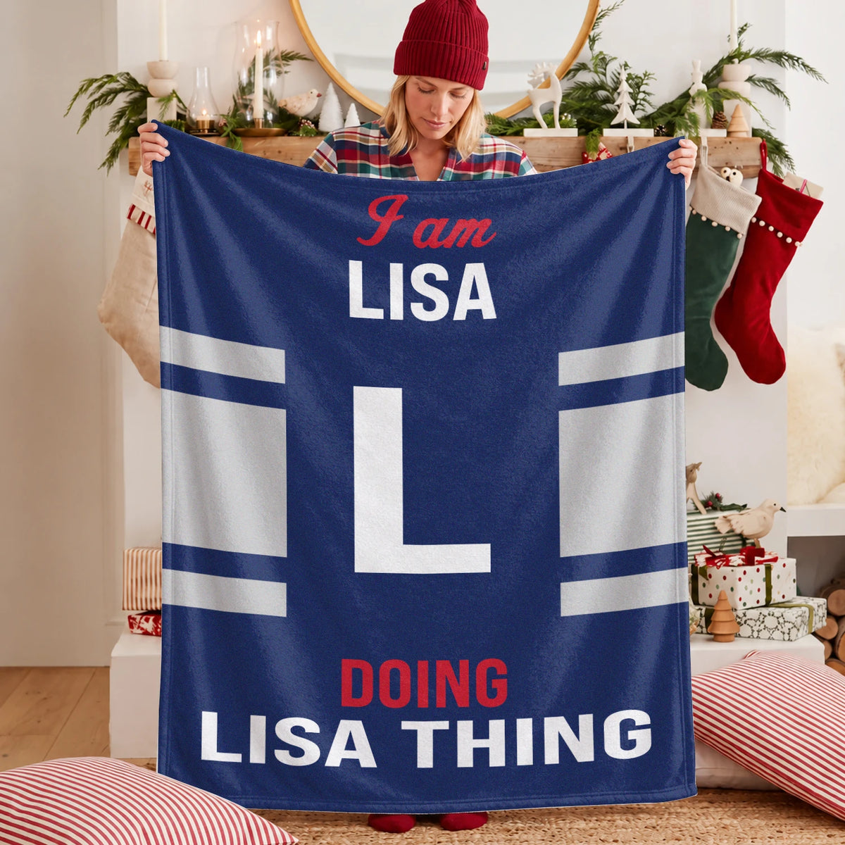 I'm Name Doing Name Things Navy Fleece Blanket LISA 13K1 BK51