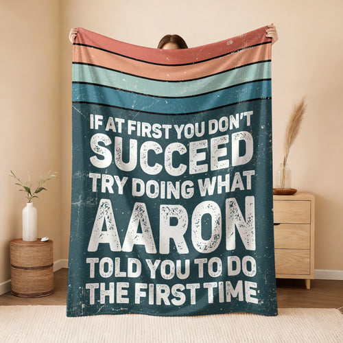 If At First You Don’t Succeed Retro Green Fleece Blanket AARON 13K1 BK29