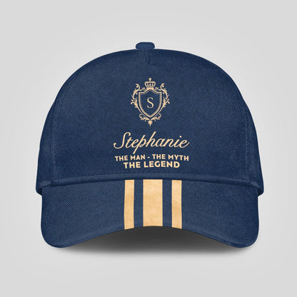The Man The Myth The Legend Golden Stripes Royal Blue Cap STEPHANIE 13K1 C137PF