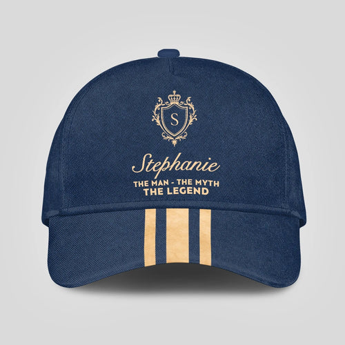 The Man The Myth The Legend Golden Stripes Royal Blue Cap STEPHANIE 13K1 C137PF