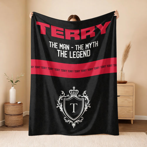 The Man The Myth The Legend Black Red Fleece Blanket TERRY 13K1 BK14