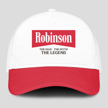 The Man The Myth The Legend Red And White Mesh Cap ROBINSON 13K1 C197PF