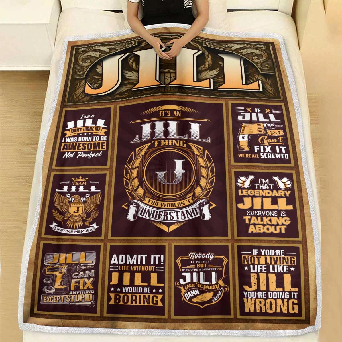 JILL Personalized Blanket | Custom Name Cozy Throw Gift 13K1-BK4