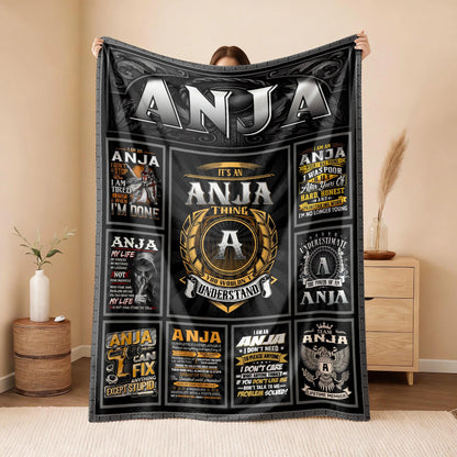 ANJA Personalized Blanket | Custom Name Cozy Throw Gift 13K4-BK2
