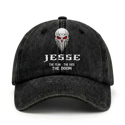 Your Name The Fear The Fate The Doom Skull Washed Cap JESSE 13K1 C98PF