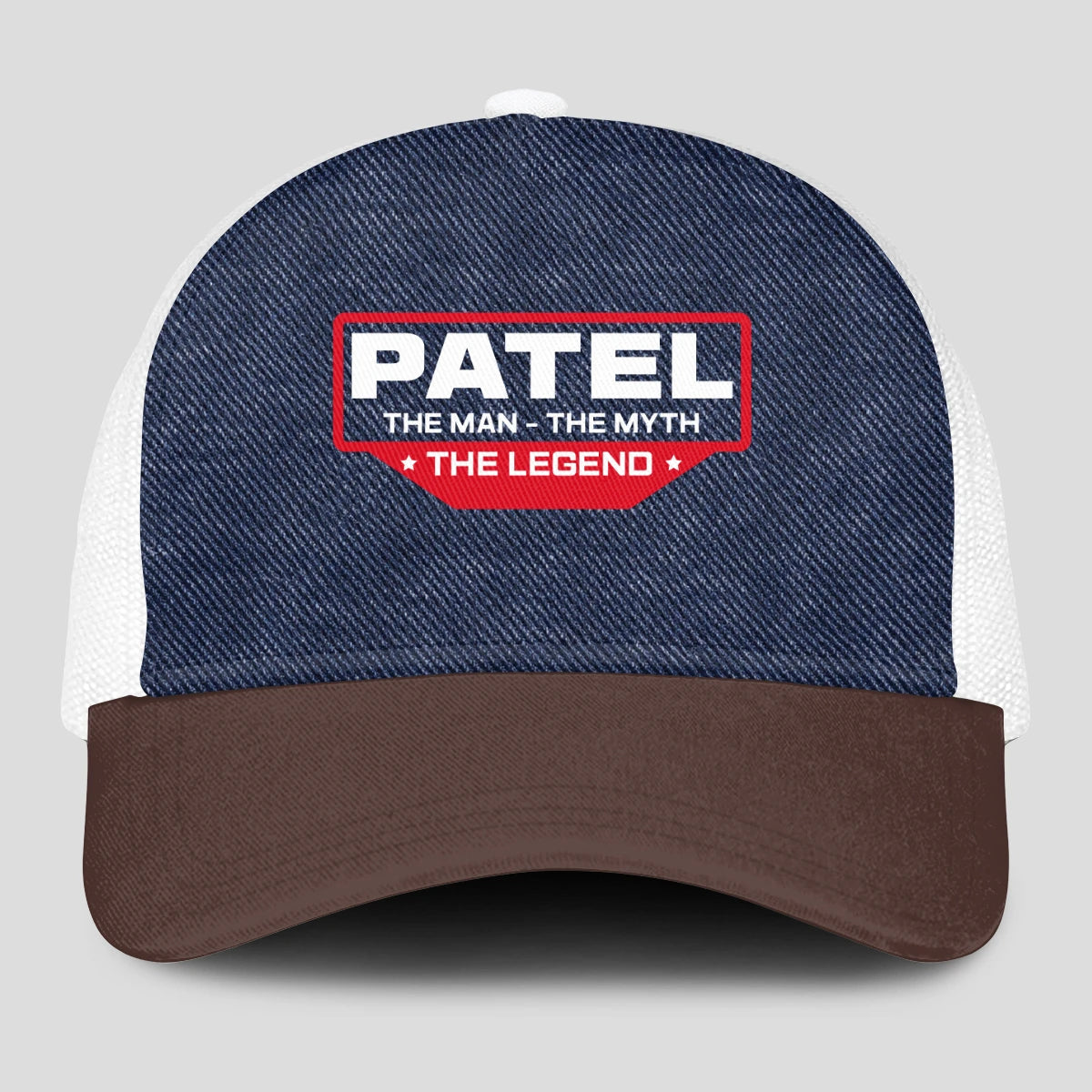 The Man The Myth The Legend Navy Brown And White Mesh Cap PATEL 13K1 C200PF