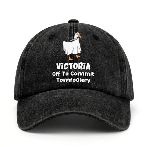 Off To Commit Tomfoolery Funny Goose Washed Cap VICTORIA 13K1 C131PF