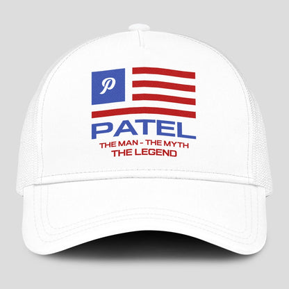 The Man The Myth The Legend America Flag Mesh Cap PATEL 13K1 C193PF
