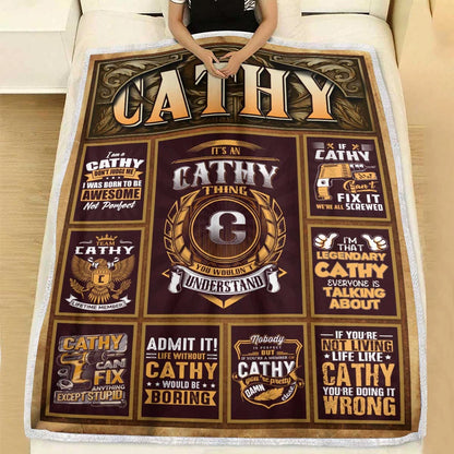 CATHY Personalized Blanket | Custom Name Cozy Throw Gift 13K1-BK4