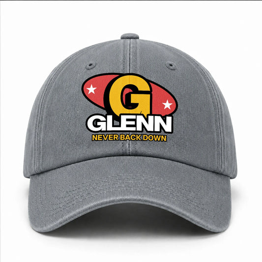 Never Back Down With Your Name And Initial Letter Washed Cap GLENN 13K1 C82PF