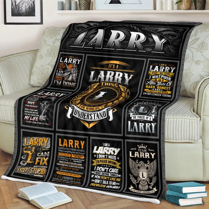 LARRY Personalized Blanket | Custom Name Cozy Throw Gift 13K1-BK2