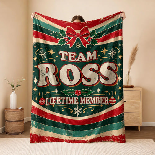 Team Your Name Lifetime Member Christmas Fleece Blanket ROSS 13K1 BK52
