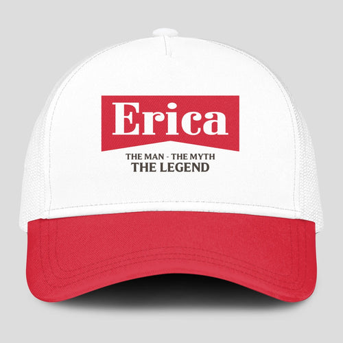 The Man The Myth The Legend Red And White Mesh Cap ERICA 13K1 C197PF