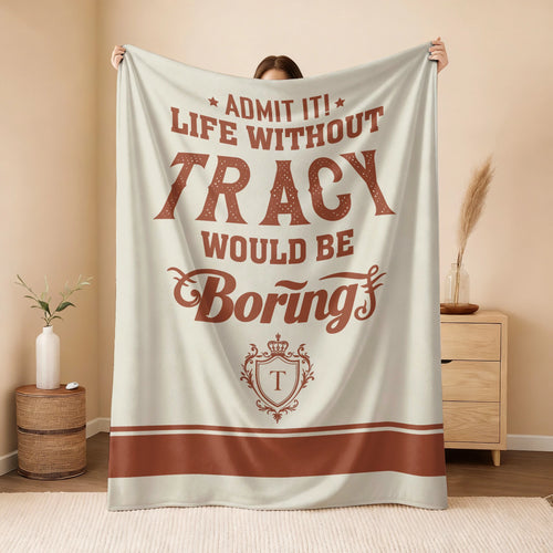 Life Without Your Name Would Be Boring Cream Terracotta Blanket TRACY 13K1 BK24