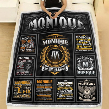 MONIQUE Personalized Blanket | Custom Name Cozy Throw Gift 13K1-BK2