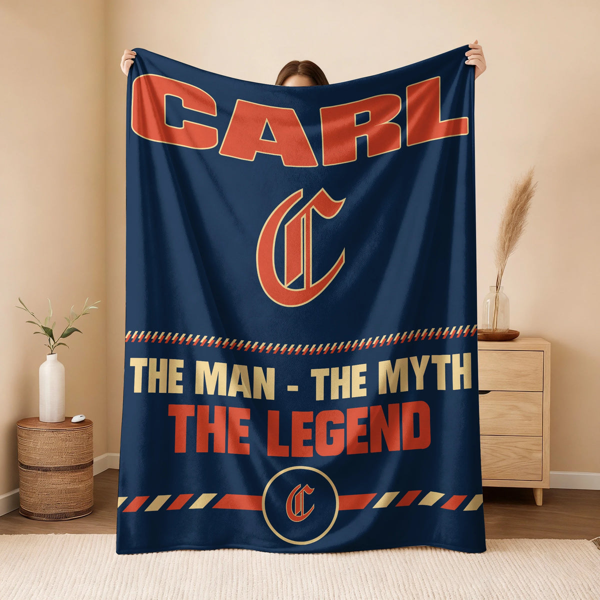 The Man The Myth The Legend Retro Fleece Blanket CARL 13K1 BK53