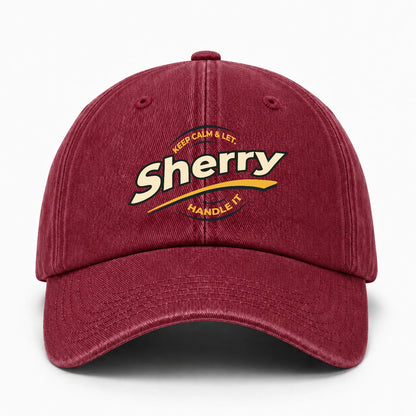 Keep Calm & Let Your Name Handle It Burgundy Washed Cap SHERRY 13K1 C105PF