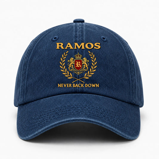 Never Back Down Royal Blue Denim Cap RAMOS 13K1 C60PF