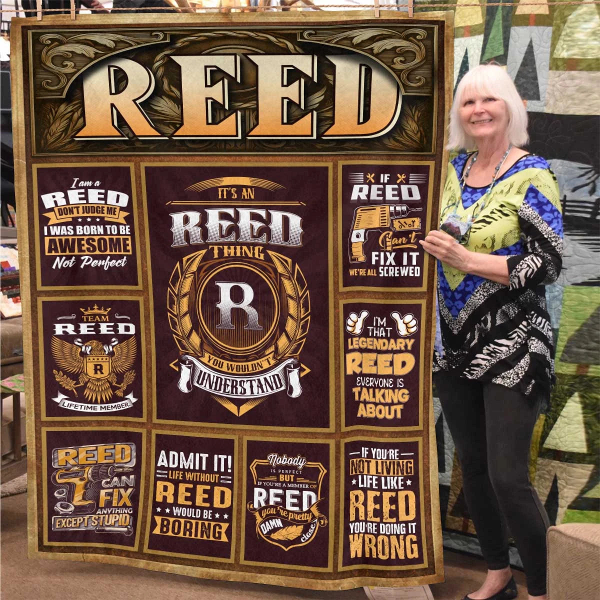 REED Personalized Blanket | Custom Name Cozy Throw Gift 13K1-BK4