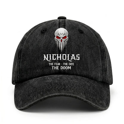 Your Name The Fear The Fate The Doom Skull Washed Cap NICHOLAS 13K1 C98PF