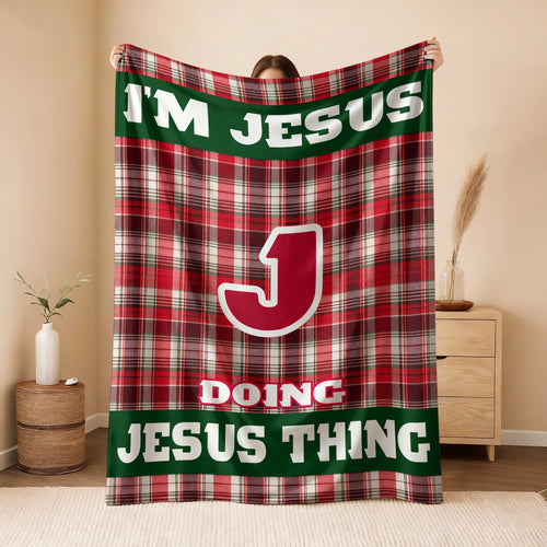 I'm Name Doing Name Things Red Plaid Fleece Blanket JESUS 13K1 BK49