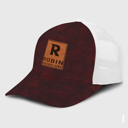 Never Back Down Burgundy And Black Mesh Cap ROBIN 13K1 C208PF