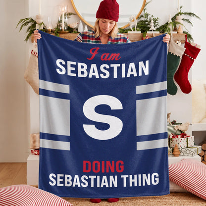 I'm Name Doing Name Things Navy Fleece Blanket SEBASTIAN 13K1 BK51