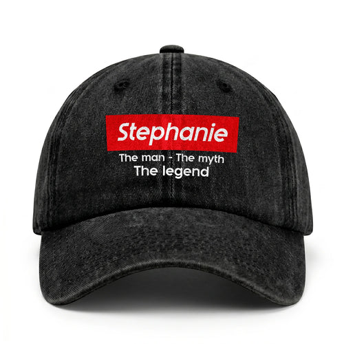 Your Name The Man The Myth The Legend Red Logo Washed Cap STEPHANIE 13K1 C130PF